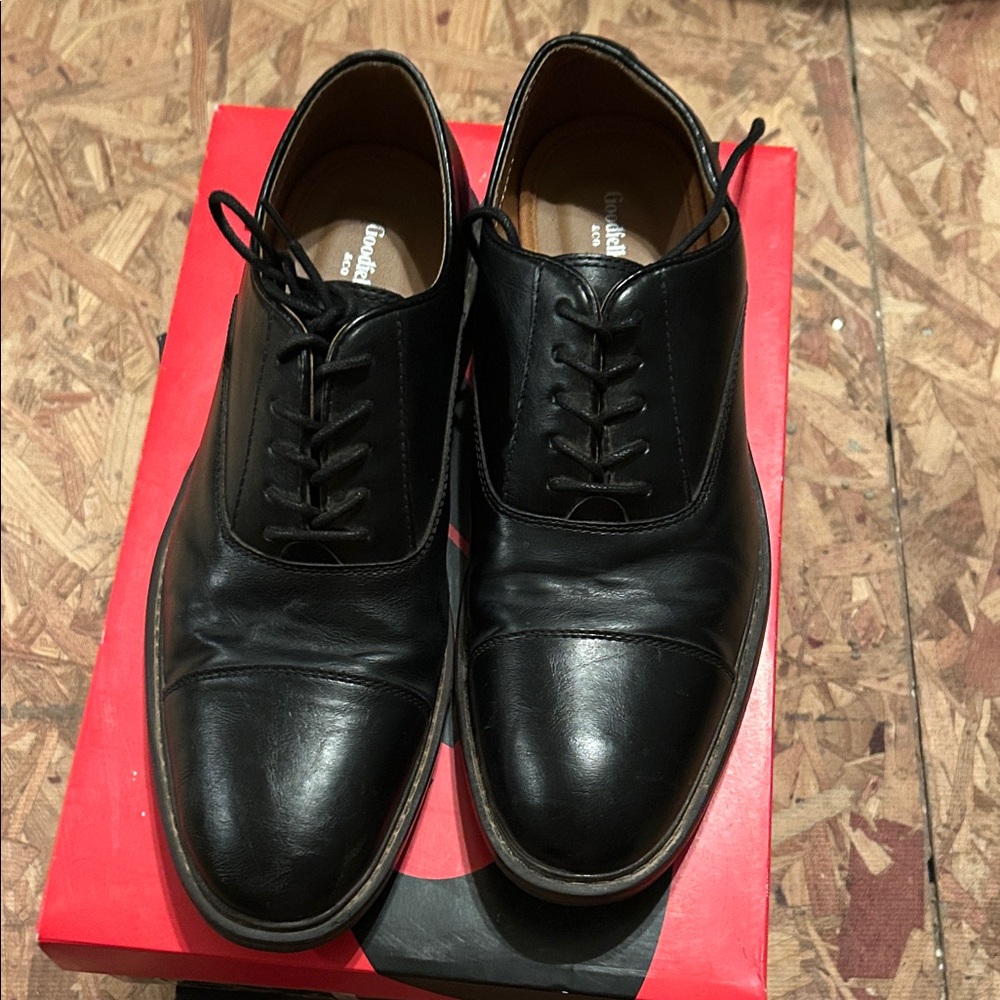 Goodfellow & Co Black Leather Cap-Toe Oxford Dress Shoes